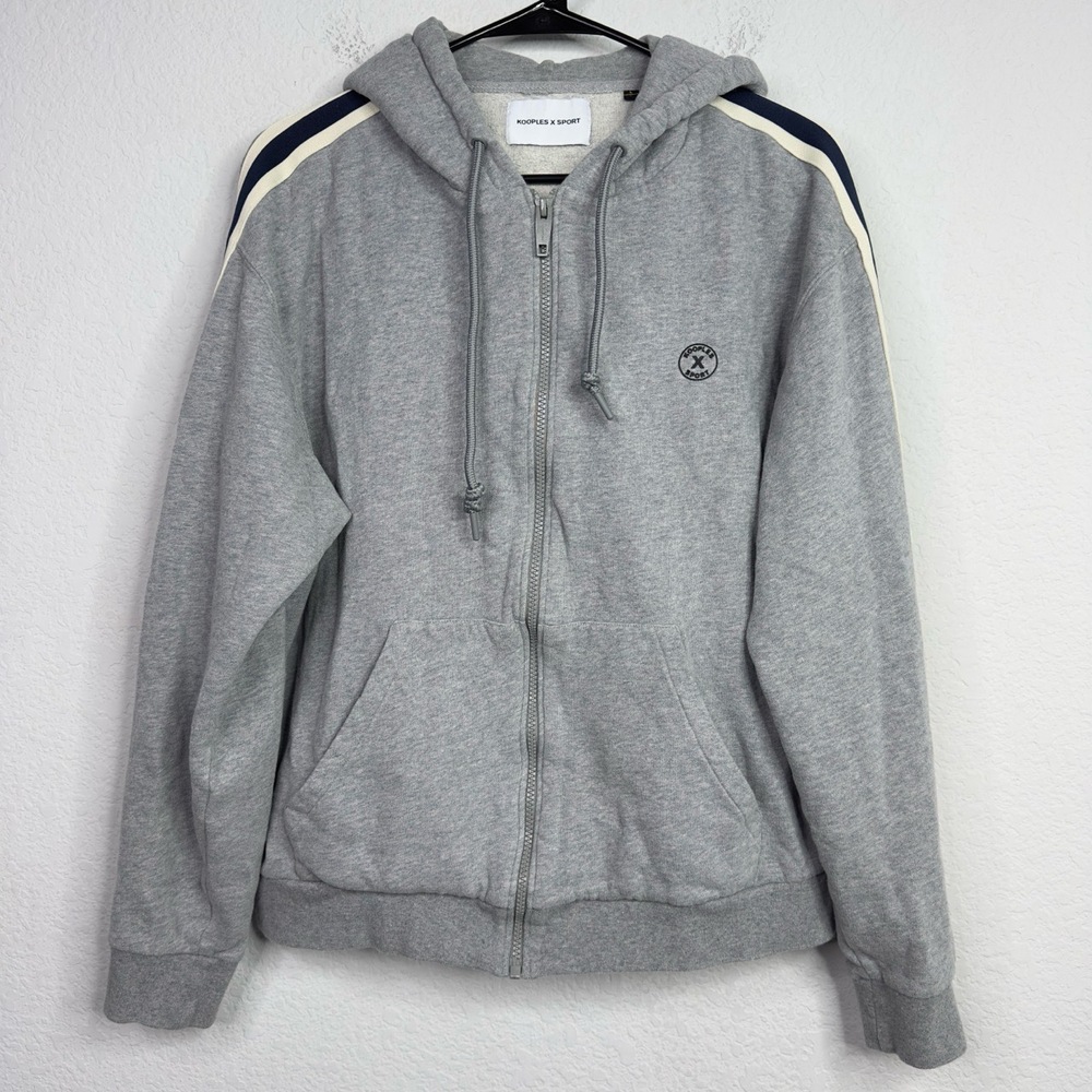 THE KOOPLES‎ Jacket Mens L Grey Zip Hoodie Athleisure Casual Workout Streetwear